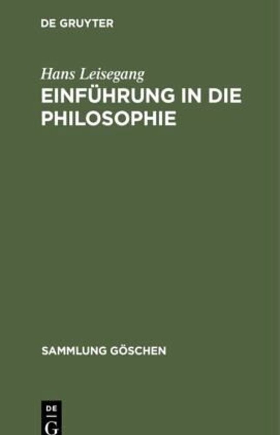 Philosophie De Gruyter | Einfuhrung In Die Philosophie